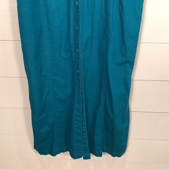 Vintage Blassport button down sleeveless long maxi dress bright peacock blue - Picture 3 of 11